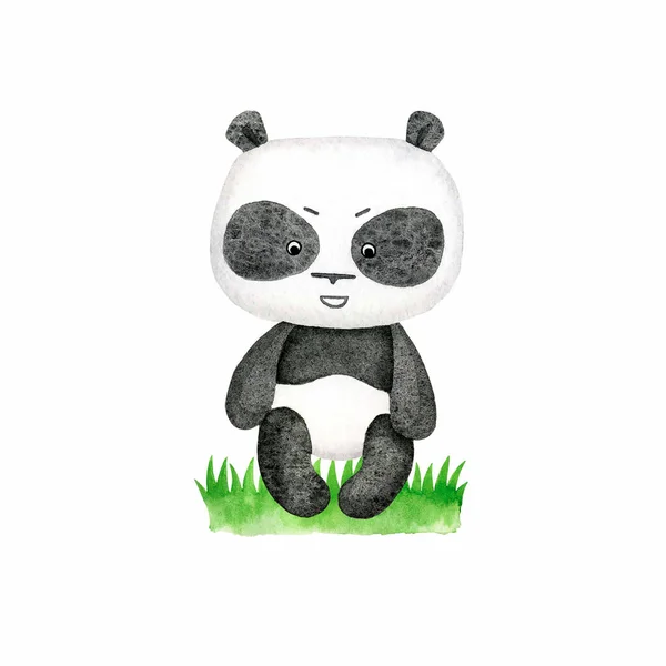 Baby giant panda watercolor illustration. Cute teddy bear for sublimation design. Children print — Stock Photo, Image