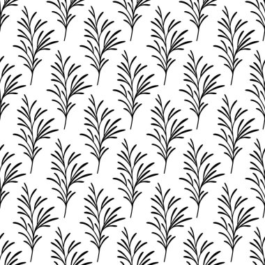 Yaprak vektörü çizimi, el çizimi, kusursuz desen. Botanik bölümü. Orman yeşillik arka planı