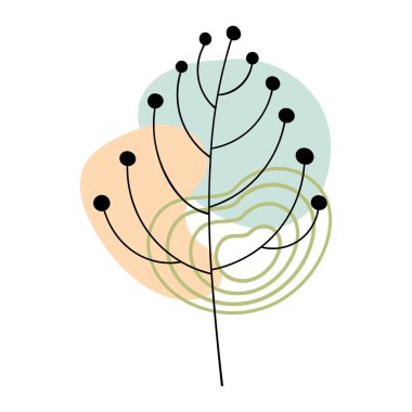 Soyut sonbahar yaprağı vektör çizimi. Soyut şekiller ve orman yaprakları birleşiyor. Modern nötr elementler tasarımı.