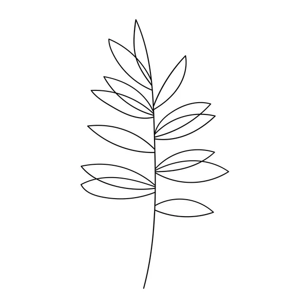 Leaf vector sketch outline illustration. Forest greenery background — Vettoriale Stock