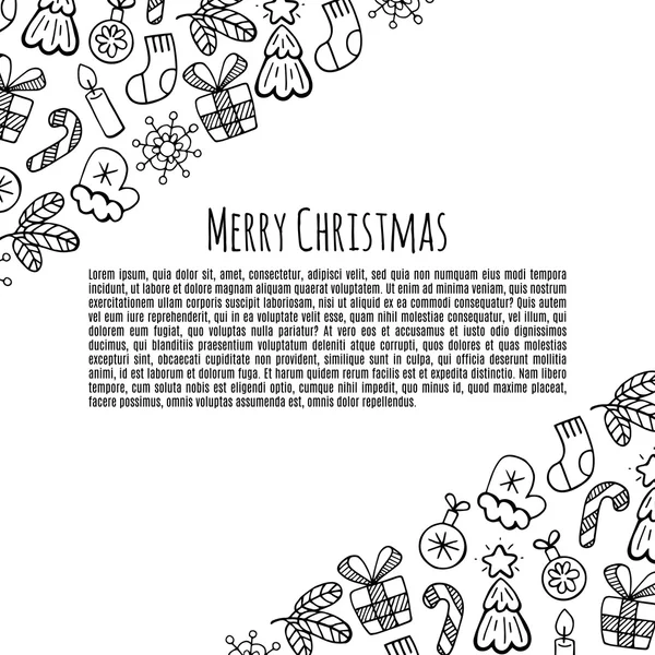Boże Narodzenie szkic transparent wektor zestaw ilustracja projekt. — Wektor stockowy
