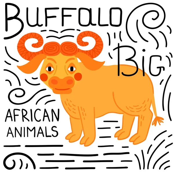 Buffalo met letters op een witte achtergrond geïsoleerd — Stockvector