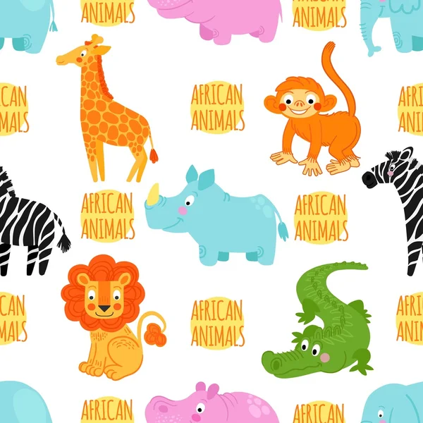 Animales africanos vector patrón sin fisuras — Vector de stock