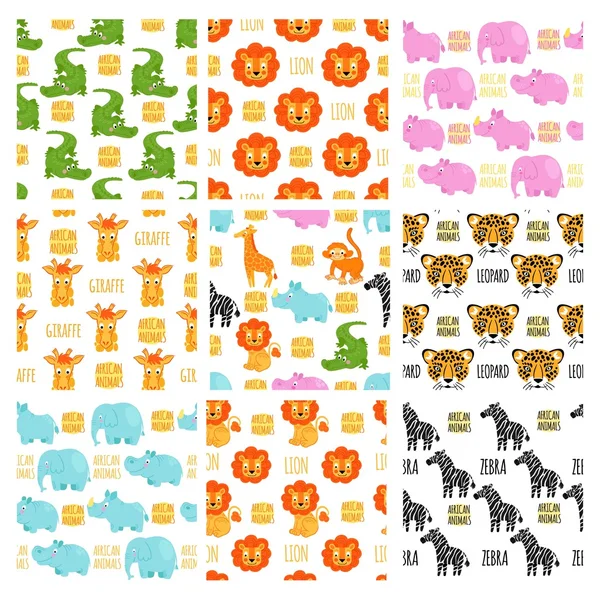 Afrika hayvanları vektör seamless modeli ayarla