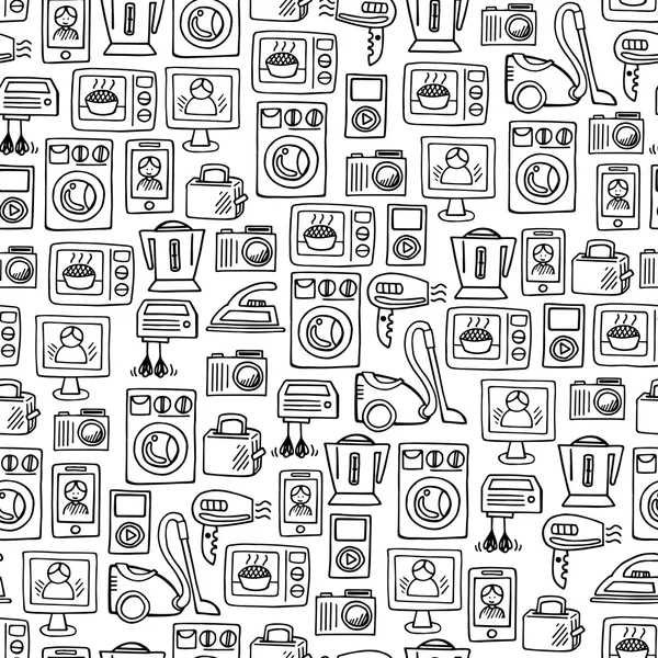Ev elektroniği sketch vektör seamless modeli.