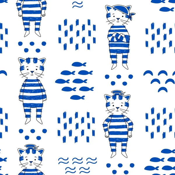 Şirin kedi vektör seamless modeli.