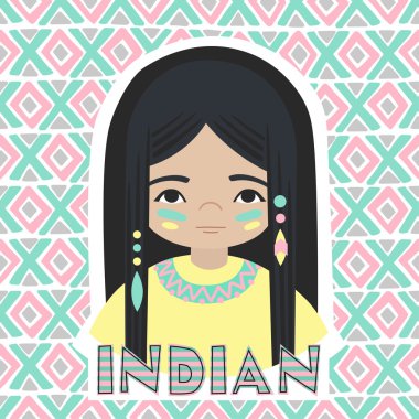 Kızılderili kız vektör çizim