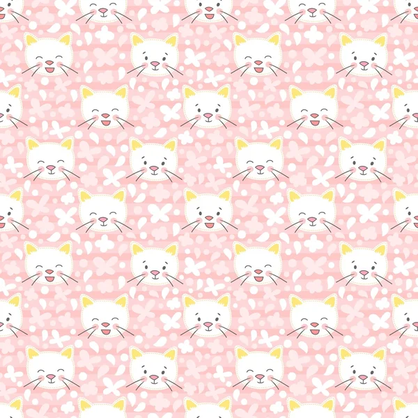 Beyaz yavru kedi vektör seamless modeli.
