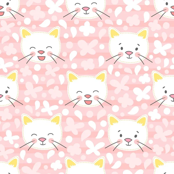 Beyaz yavru kedi vektör seamless modeli.