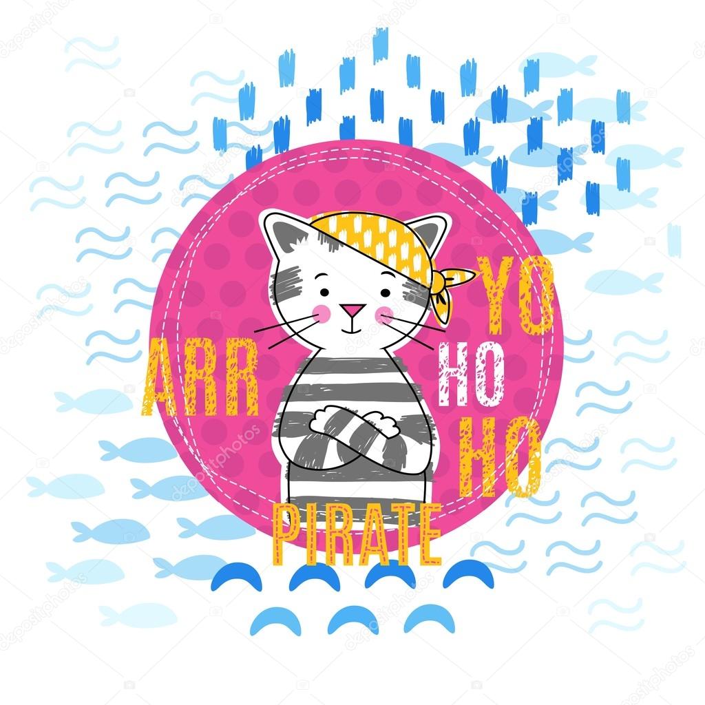 pirate kitten vector illustration