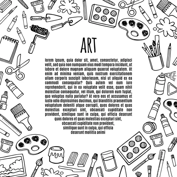 Sanatçı araçlar el vektör çerçeve çizilmiş kroki.