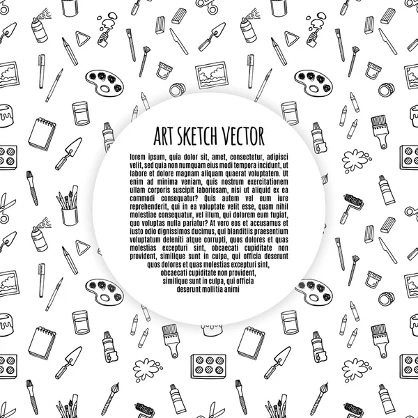 Інструменти художника ескіз ручної мальованої рамки вектор — стоковий вектор