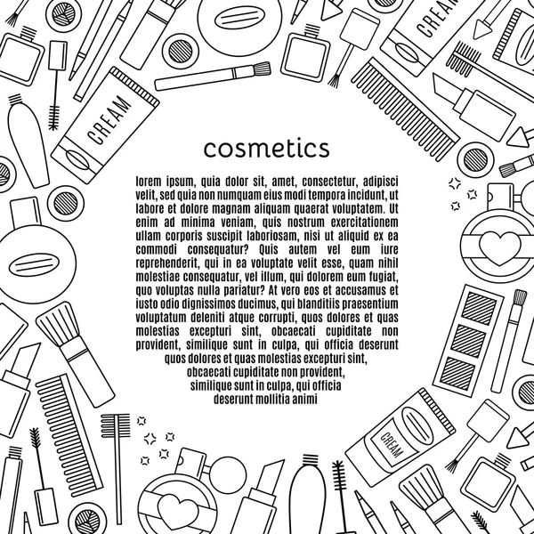 Banner circle make up and cosmetics vector set. background fashi — Stock Vector