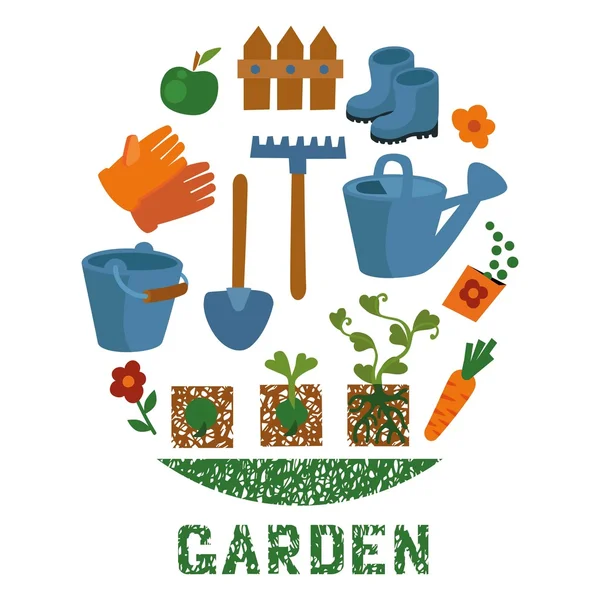 Zestaw ikon narzędzi ogrodniczych — Wektor stockowy