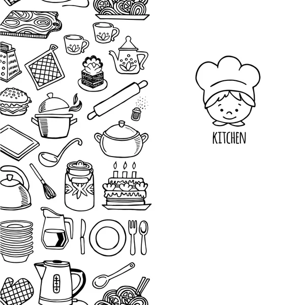 Utensilios de cocina y electrodomésticos banner vertical — Vector de stock