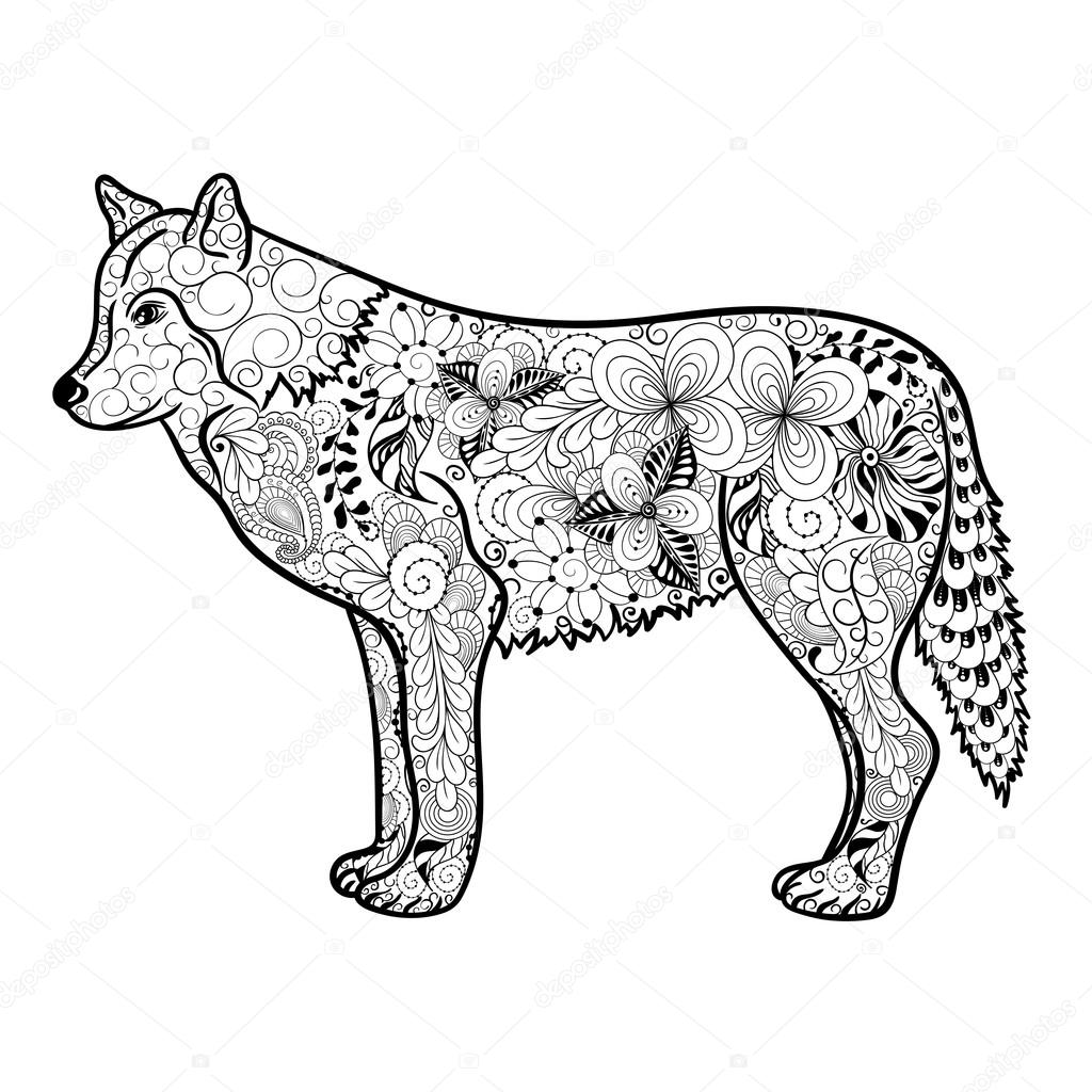 Wolf doodle | Wolf Doodle Illustration — Stock Vector © Vasylieva ...
