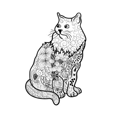 Kedi doodle illüstrasyon