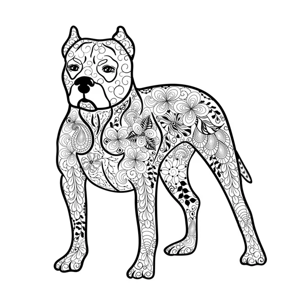 Scarabocchio cane Pitbull — Vettoriale Stock