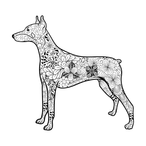 Doberman Dog Doodle — стоковый вектор