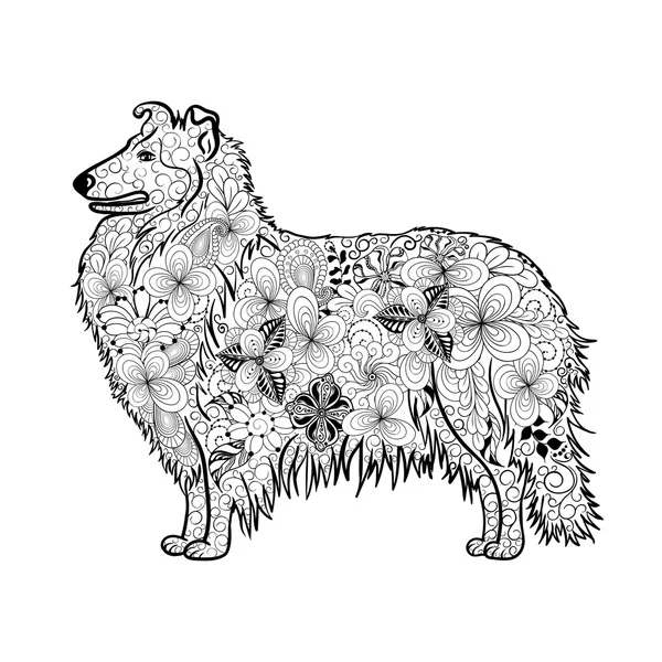 Collie Dog Doodle — Stockvektor