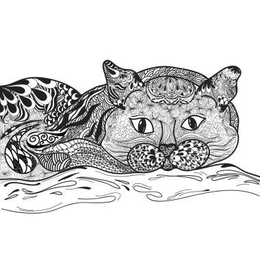 Kedi doodle illüstrasyon