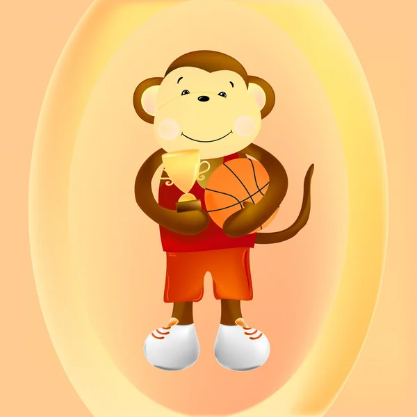 Monkey basketball player — Stock Vector