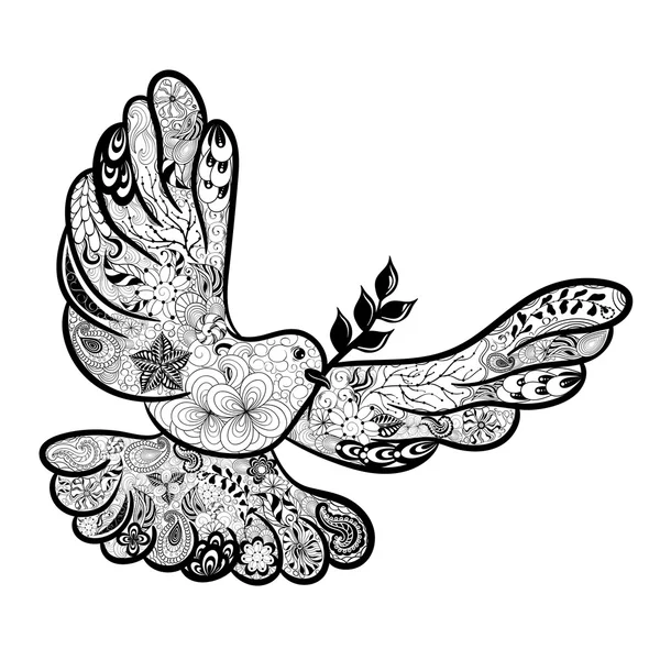 Dove of peace doodle — Stock Vector