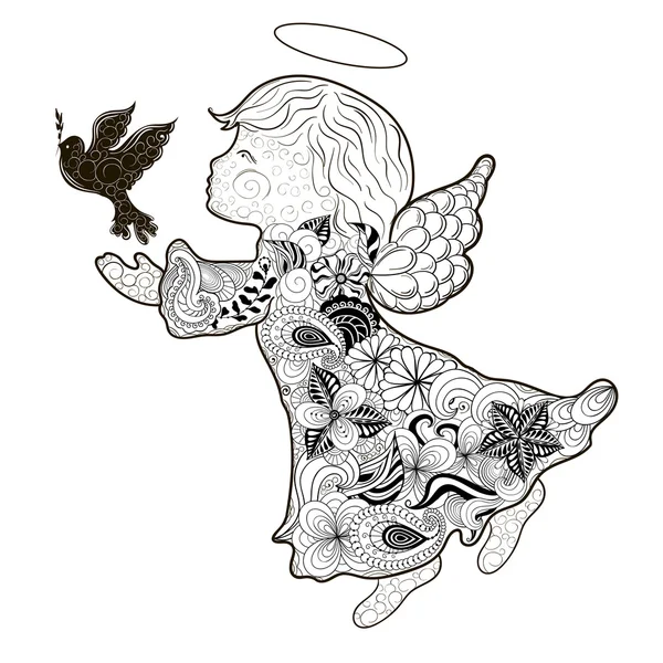 Anjo doodle ilustração — Vetor de Stock