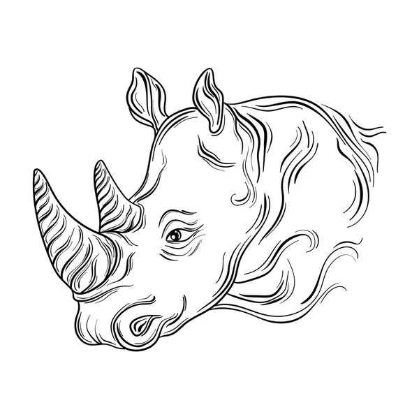 Ilustración cabeza rinoceronte — Archivo Imágenes Vectoriales