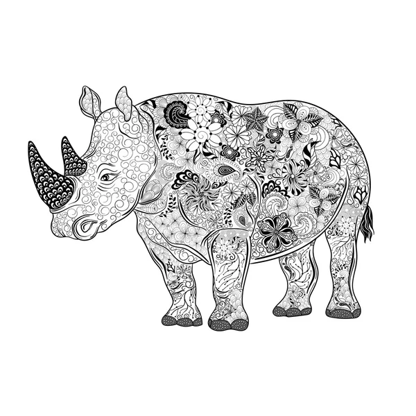Rinoceronte garabato ilustración — Archivo Imágenes Vectoriales