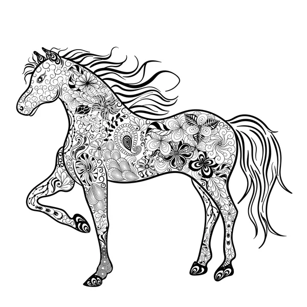 Illustrazione scarabocchio cavallo — Vettoriale Stock