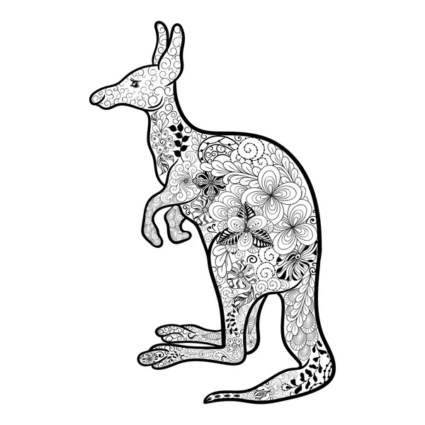 Kangoeroe Doodle illustratie — Stockvector