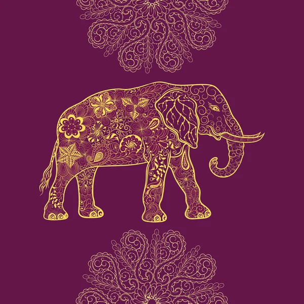 Illustration de gribouillis d'éléphants — Image vectorielle