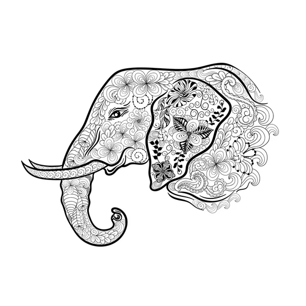 Cabeza de elefante garabato — Archivo Imágenes Vectoriales