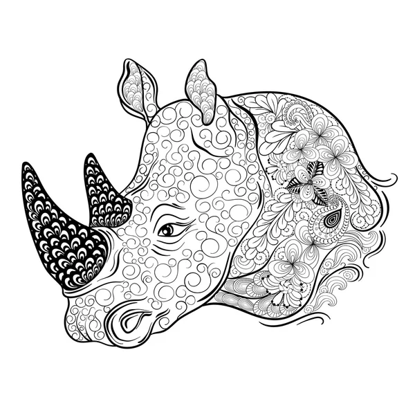 Tête de rhinocéros gribouille — Image vectorielle