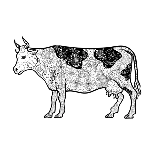 Illustrazione Doodle mucca — Vettoriale Stock