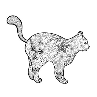 Kedi doodle illüstrasyon