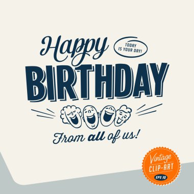 Vintage Style Clip Art - Happy Birthday - Vektör Eps10