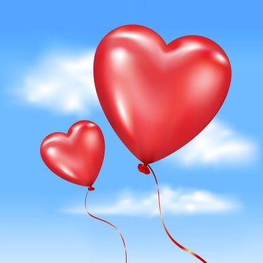 Şişirilmiş balon kalp şeklinde