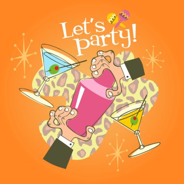 Cocktail party invitation clipart