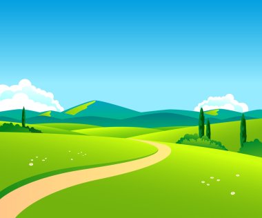 Countryside landscape by day clipart