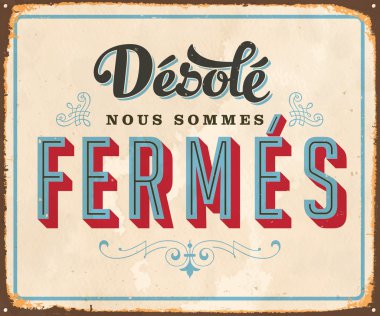 Vintage french metal sign clipart