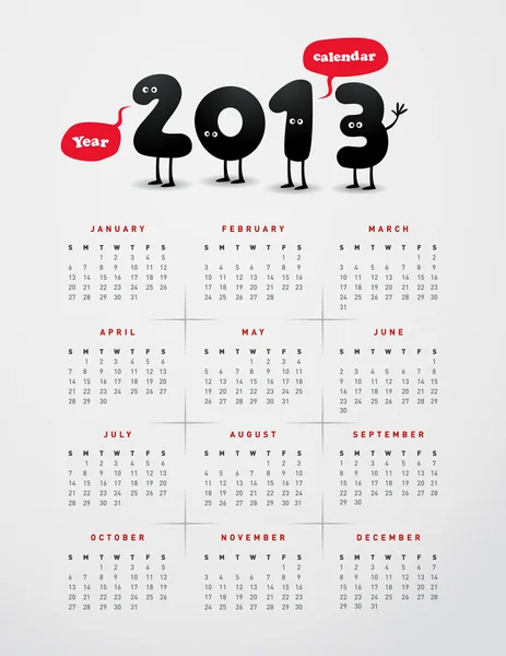 Divertente calendario anno — Vettoriale Stock