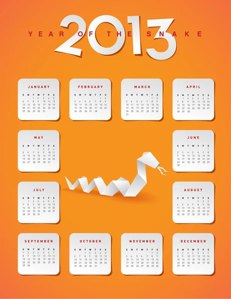 Year of the snake calendar — Stock Vector