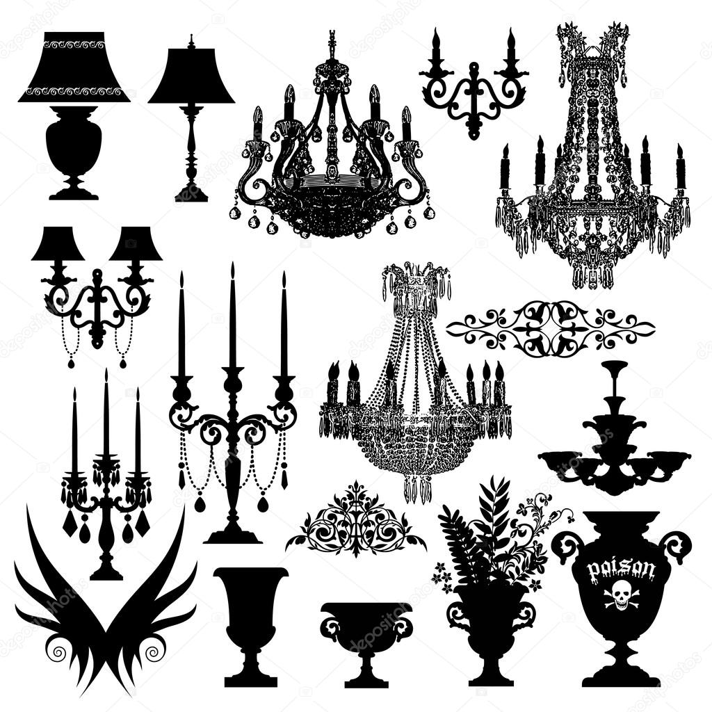Vector baroque elements for desiners isolated on white