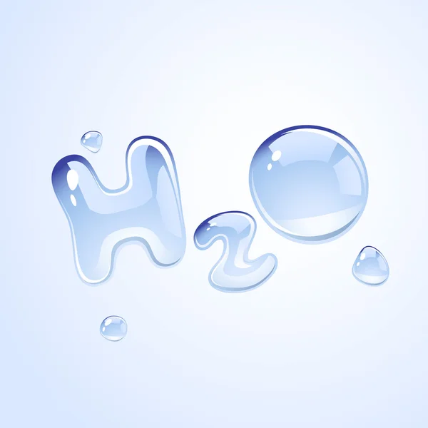 H2O vormige Waterdrops — Stockvector