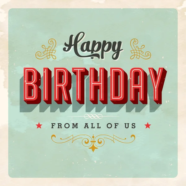 Tarjeta de cumpleaños Vintage — Vector de stock