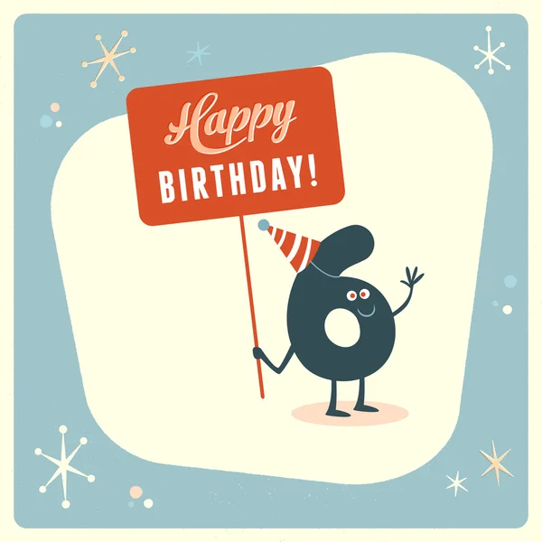 Komik 6 doğum günü kartı — Stok Vektör