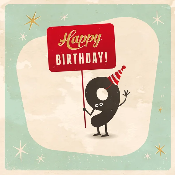 Funny 9th birthday Card — Stock Vector