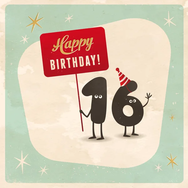 Divertente sedicesimo compleanno Card — Vettoriale Stock